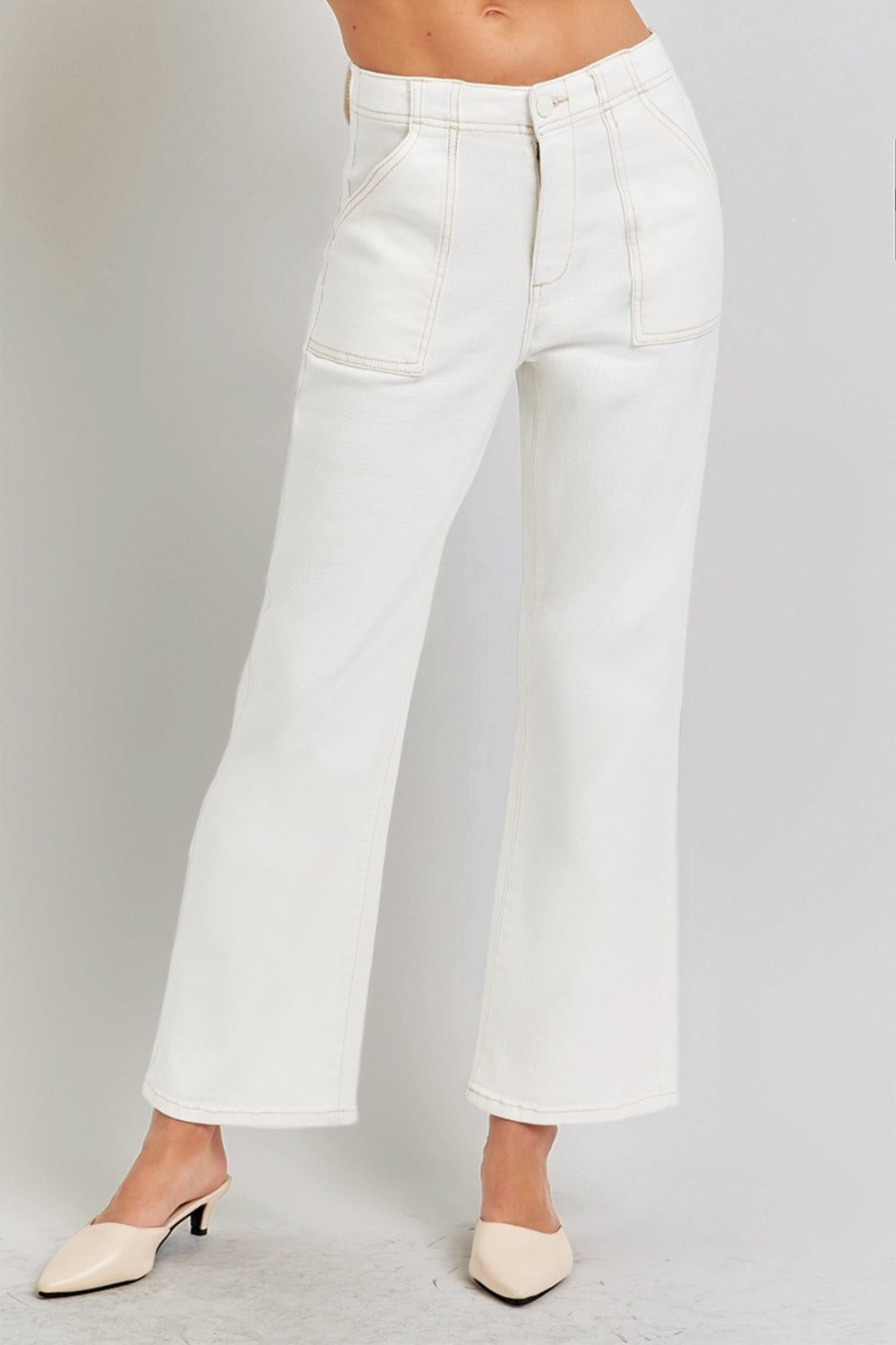 RISEN High Rise Ankle Flare Jeans with Patch Pockets 8668 | Gulf Resellers 