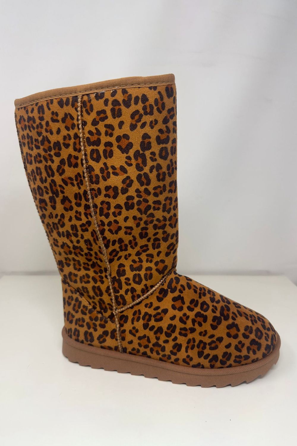 WILD DIVA Leopard Suede Round Toe Boots 20737 | Gulf Resellers 