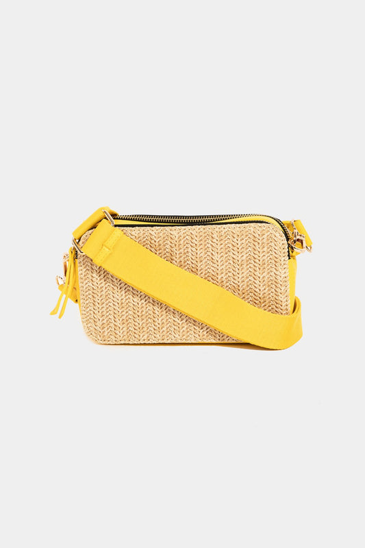 Fame Straw Contrast Crossbody Bag