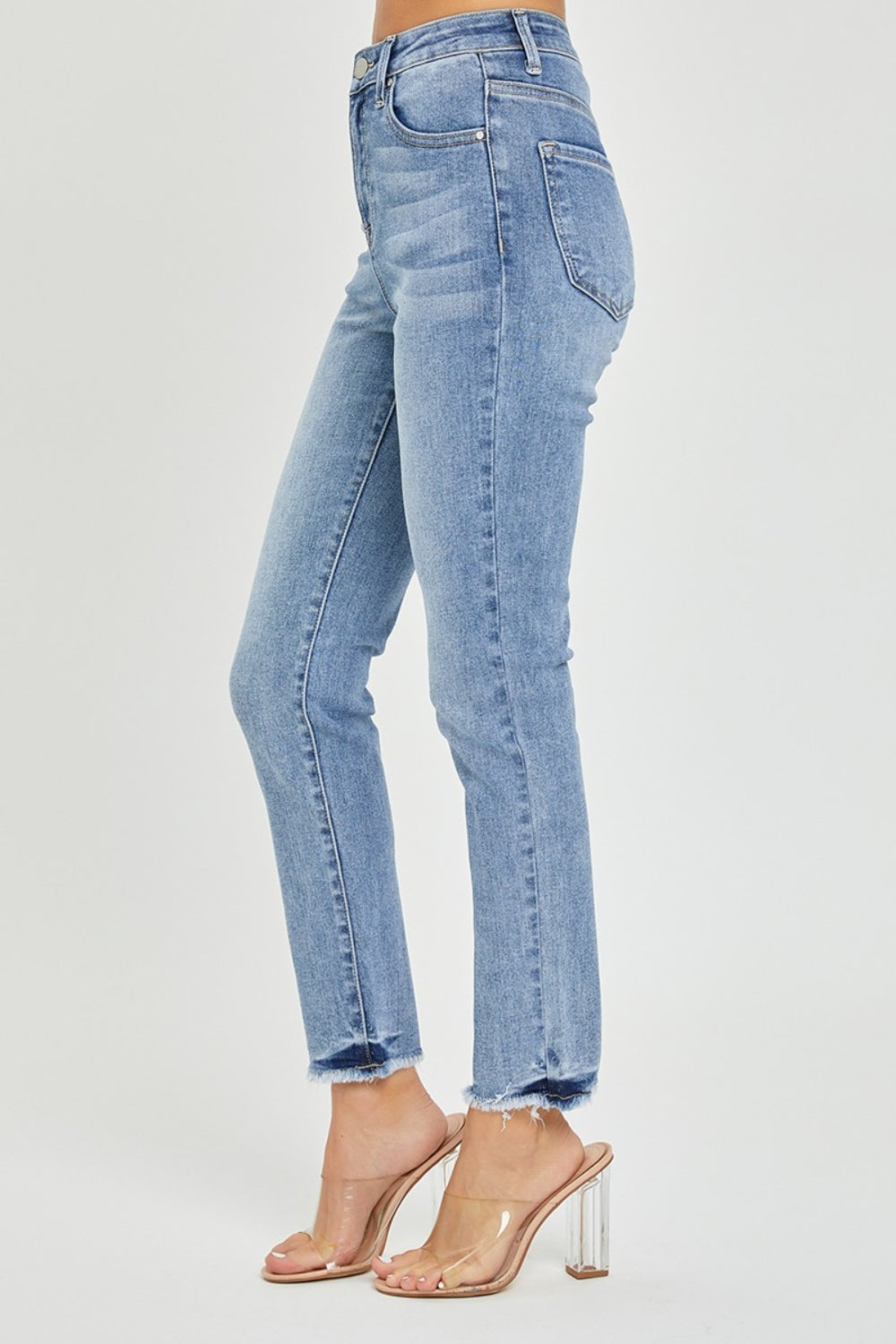 RISEN Full Size High Rise Frayed Hem Skinny Jeans 4856 | Gulf Resellers 