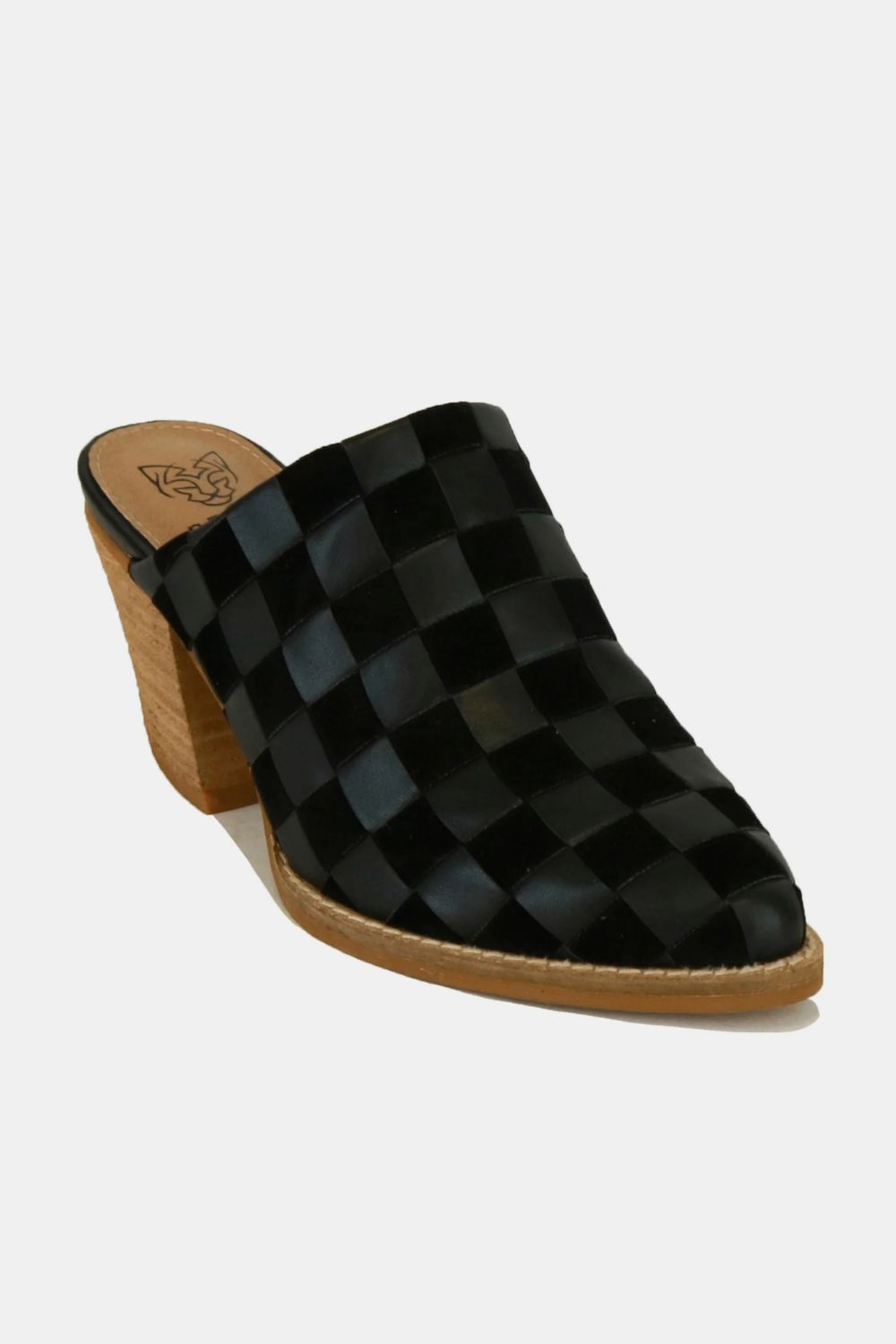 Beast Fashion Woven Checkerboard Block Heel Mule Shoes 21567 | Gulf Resellers 