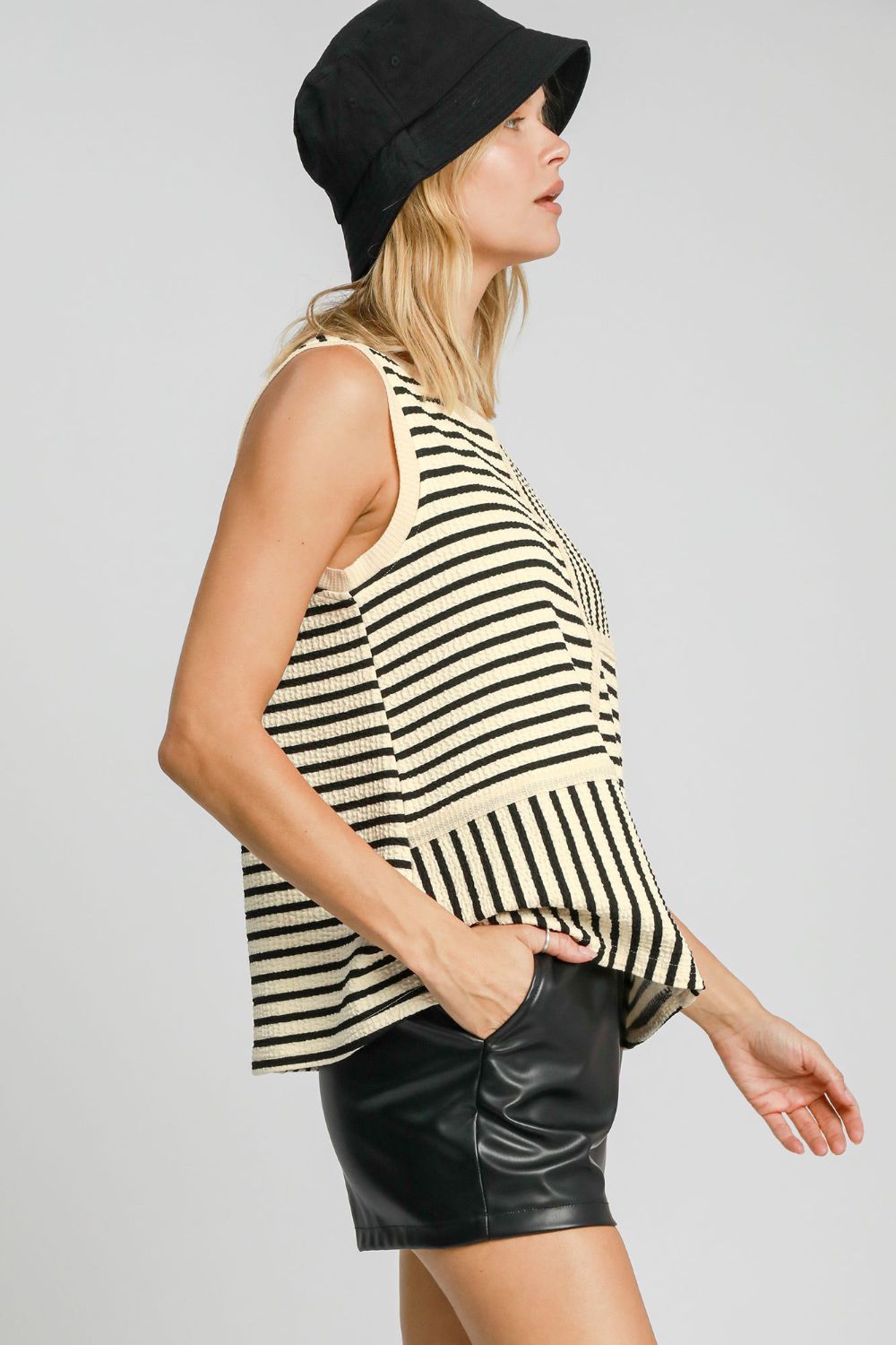 Umgee Round Neck Texture Striped Tank 19637 | Gulf Resellers 