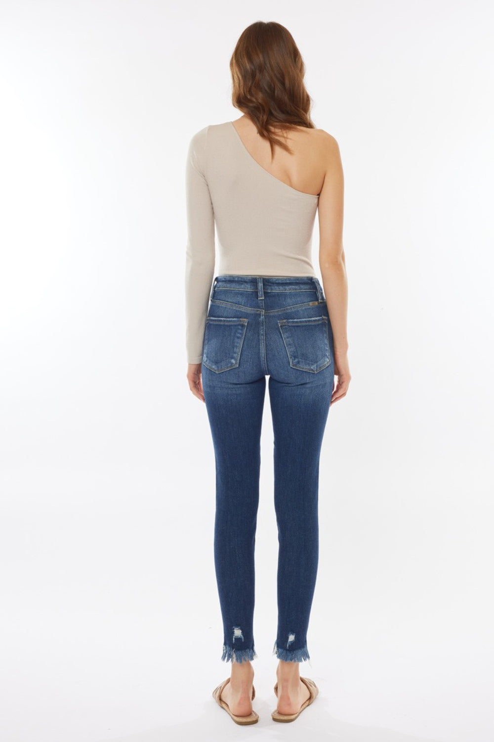 Kancan Raw Hem High Waist Cropped Jeans | Gulf Resellers