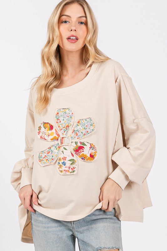 SAGE + FIG Flower Patch Dropped Shoulder Oversize Top 20470 | Gulf Resellers 