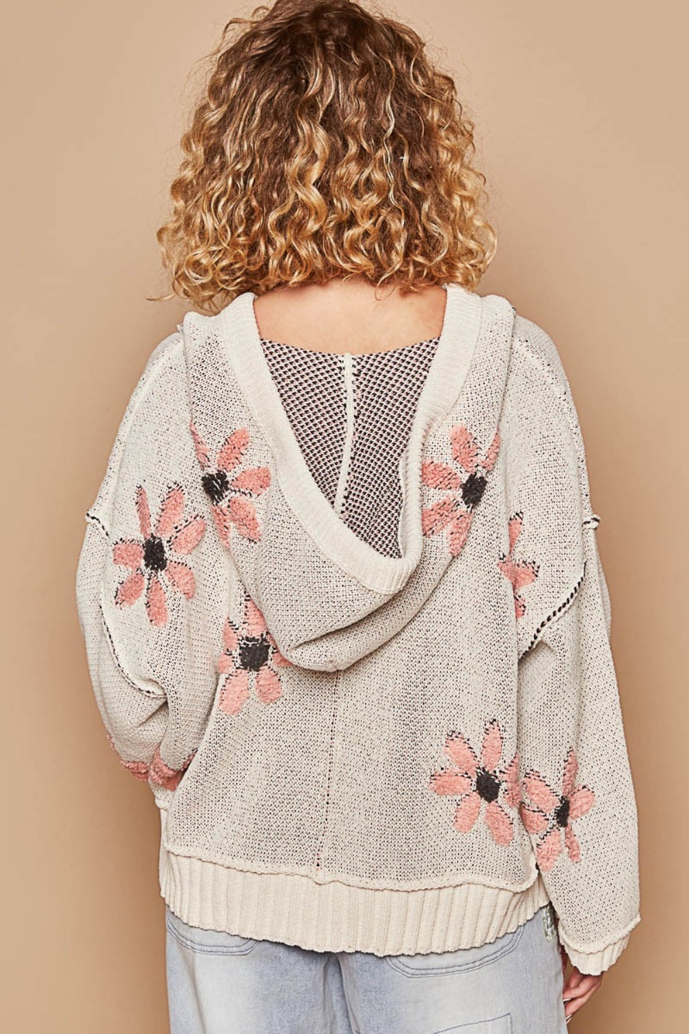 POL Floral Pattern Hooded High-Low Sweater 8831 | Gulf Resellers 