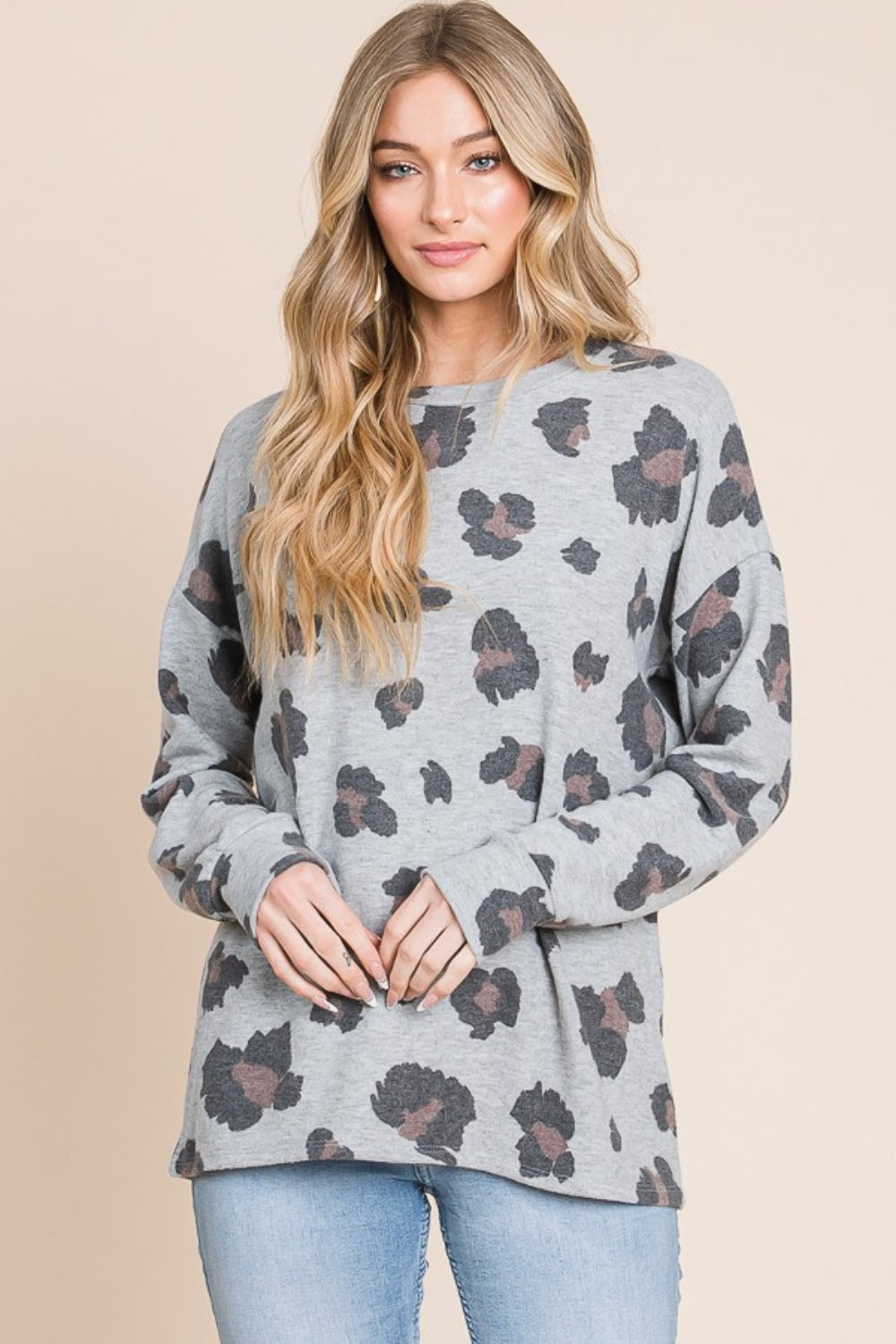 BOMBOM Leopard Drop Shoulder T-Shirt 21596 | Gulf Resellers 