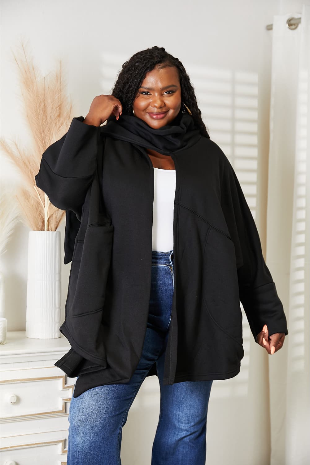 HEYSON Full Size Open Front Cardigan with Scarf Design 12669 | Gulf Resellers 