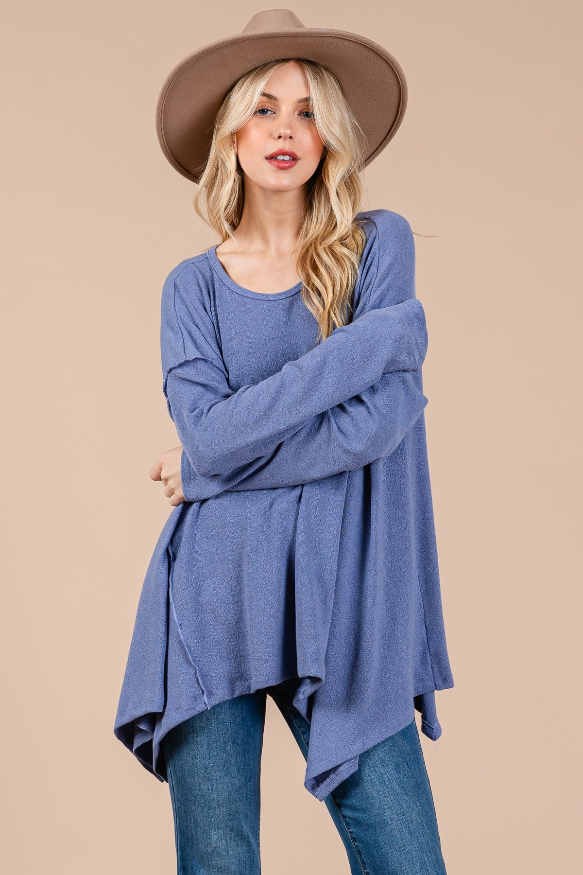 Ces Femme Asymmetrical Long Sleeve top 18573 | Gulf Resellers 