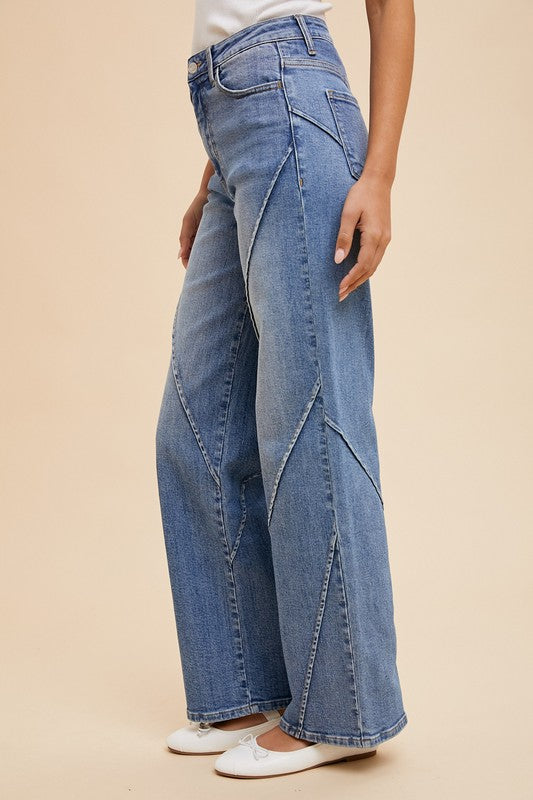 Annie Wear Decorative Seams Wide Leg Jeans 20384 | Gulf Resellers 