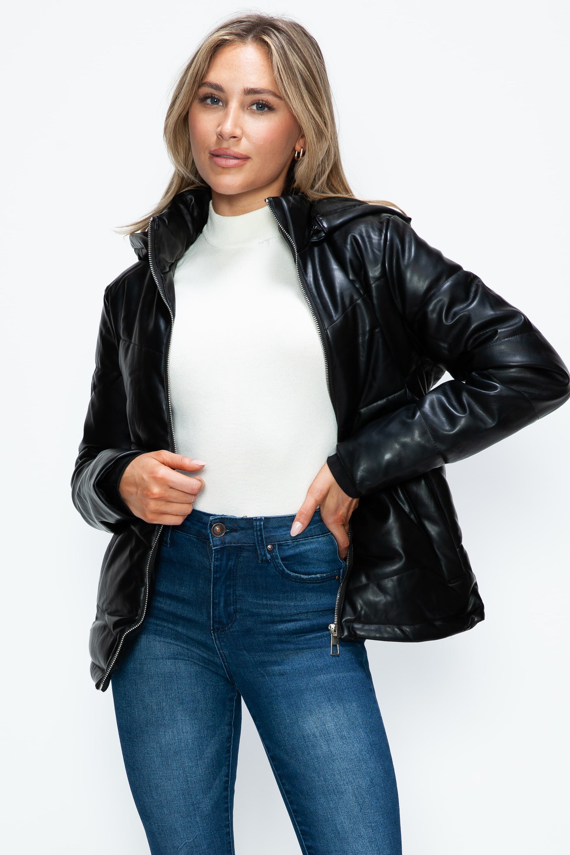 How Dare U Pocketed Zip Up Puffer Jacket with Removable Hood 15689 | Gulf Resellers 