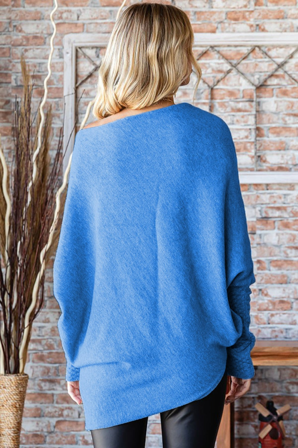 First Love Full Size Asymmetrical Hem Dolman Sleeve Sweater 10264 | Gulf Resellers 