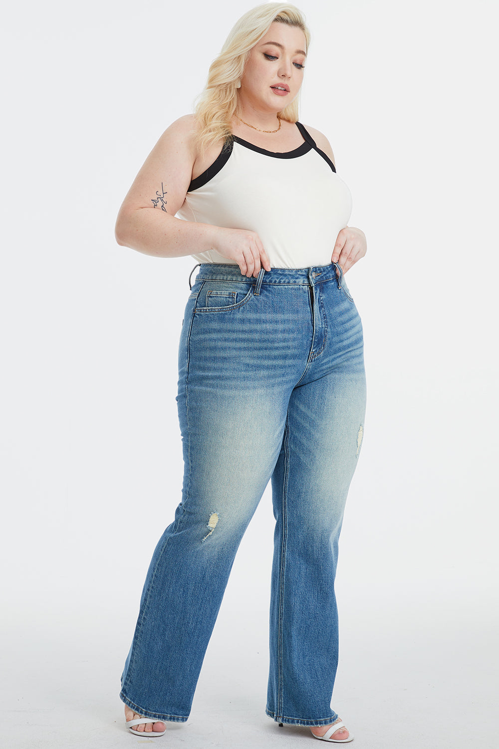 BAYEAS Full Size Ultra High-Waist Gradient Bootcut Jeans 18633 | Gulf Resellers 