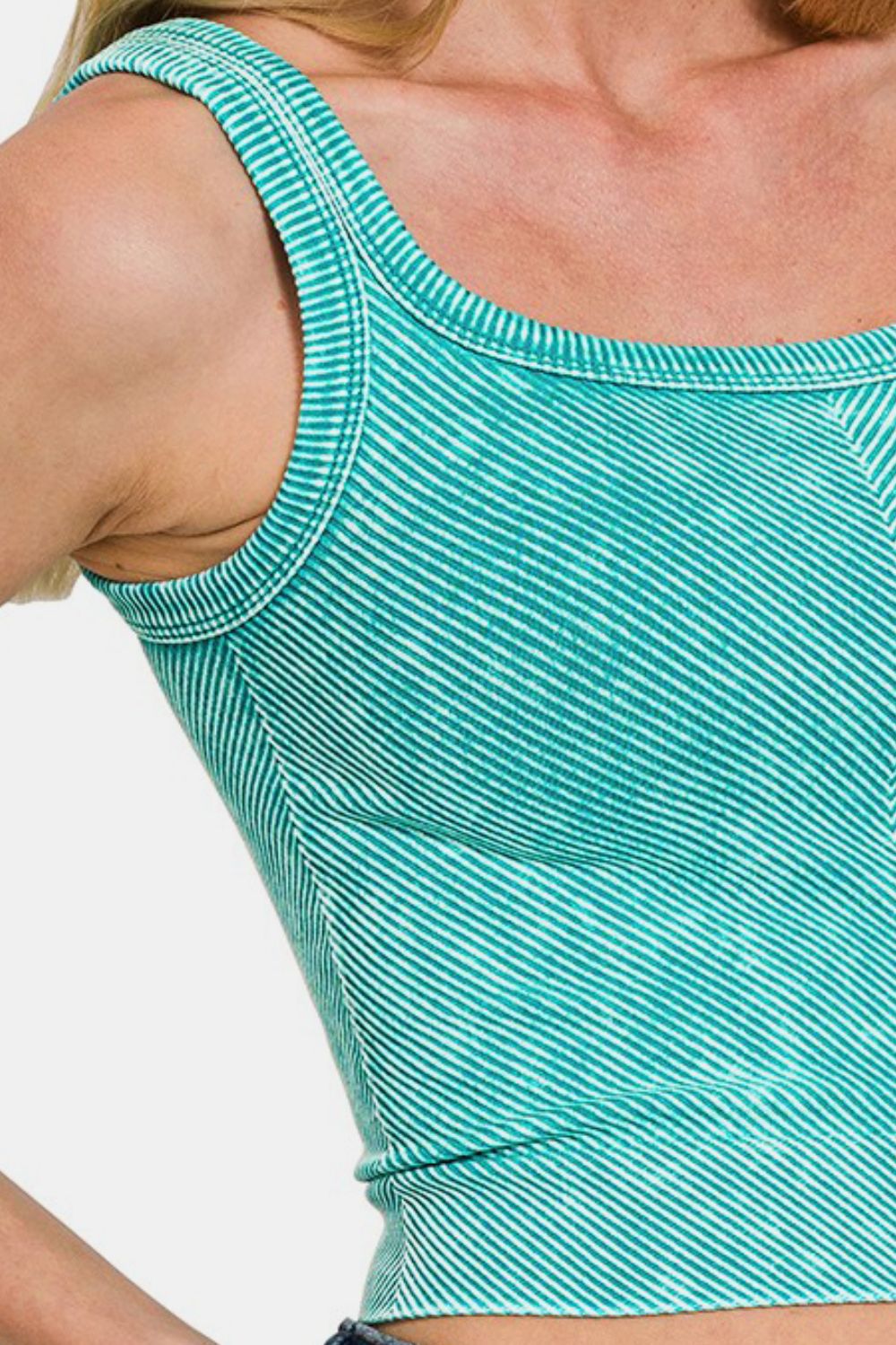 Zenana Washed Ribbed Scoop Neck Wide Strap Tank 19995 | Gulf Resellers 