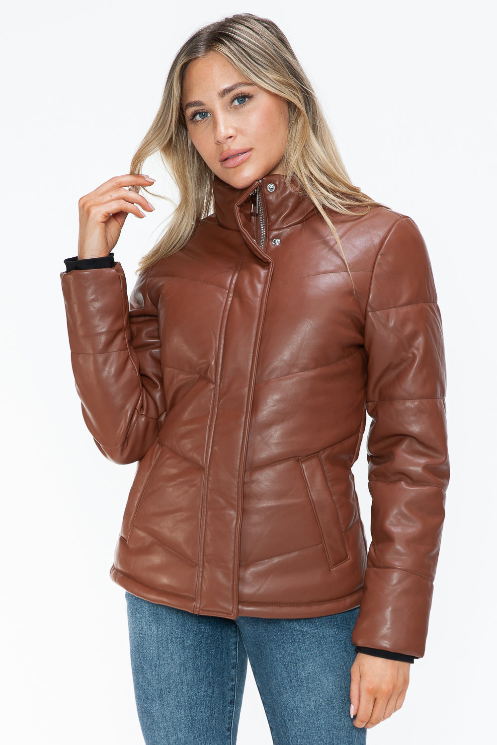 Snobbish Pocketed Zip Up Turtleneck Puffer Jacket 15121 | Gulf Resellers 