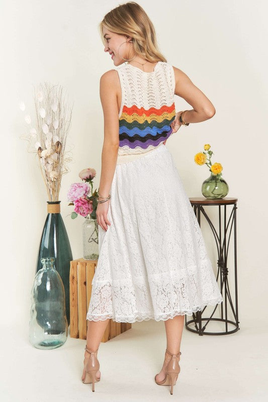 ADORA Elastic Waist Lace Midi Skirt 20524 | Gulf Resellers 