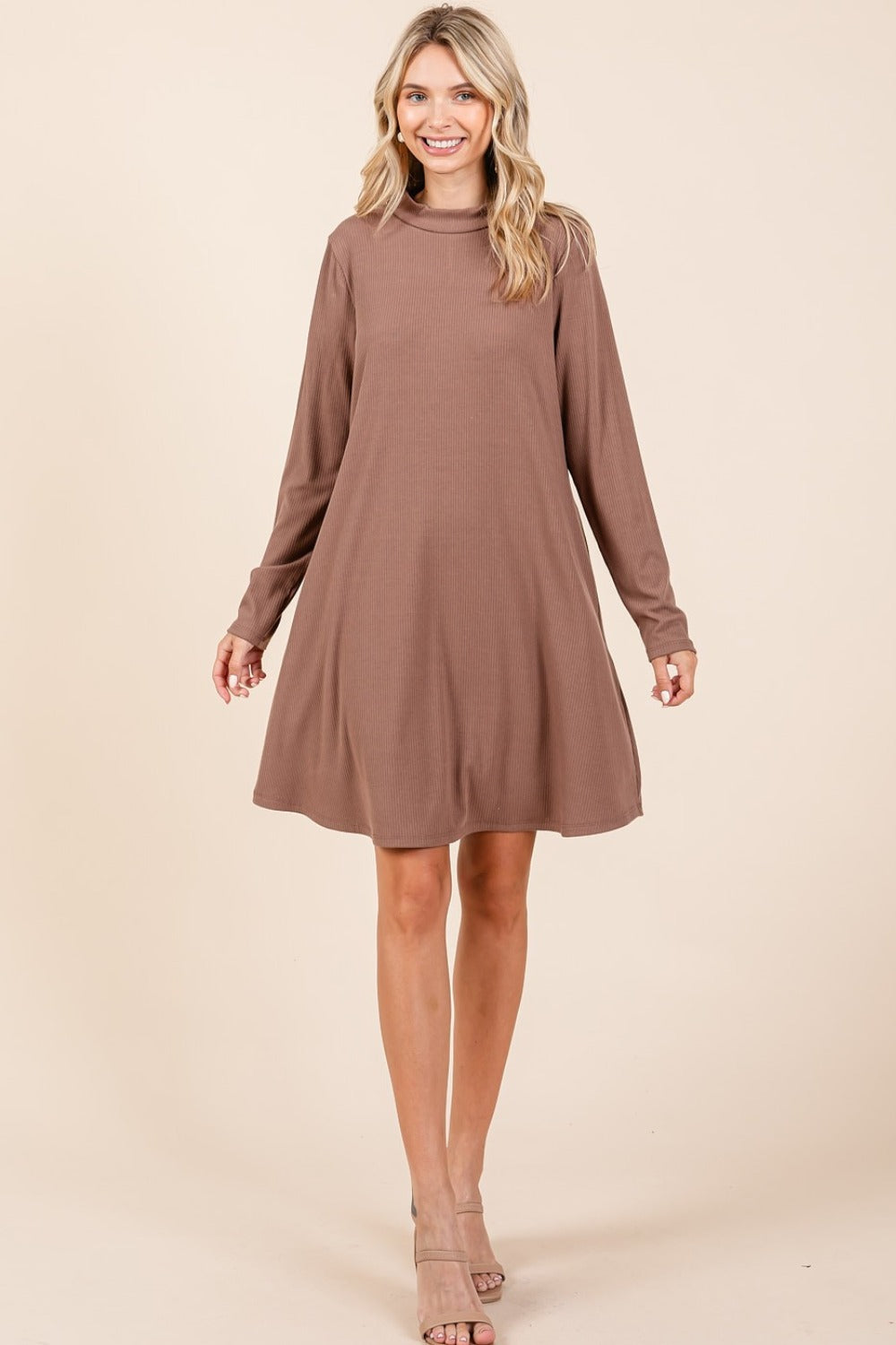 Mittoshop Mock Neck Long Sleeve Dress with Pockets | Gulf Resellers