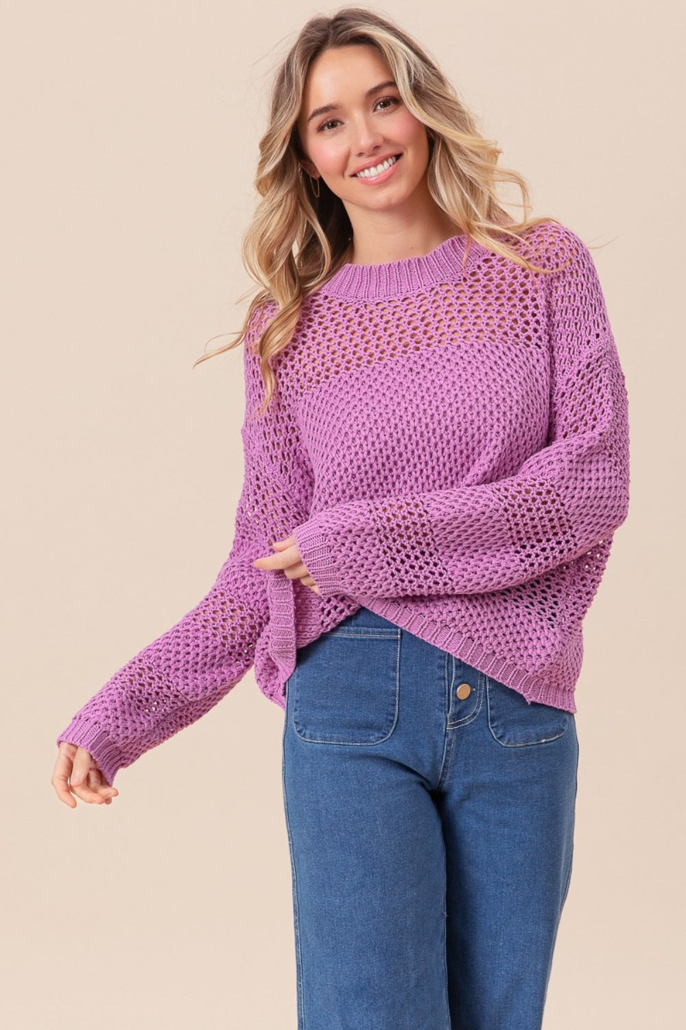 BiBi Openwork Long Sleeve Knit Top 8396 | Gulf Resellers 