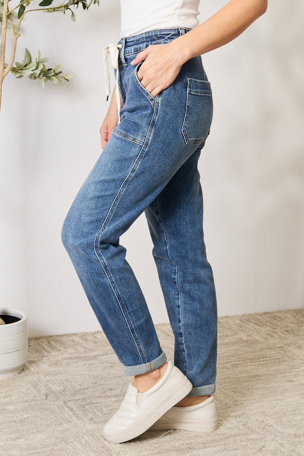 Judy Blue Full Size High Waist Drawstring Denim Jeans 10899 | Gulf Resellers 