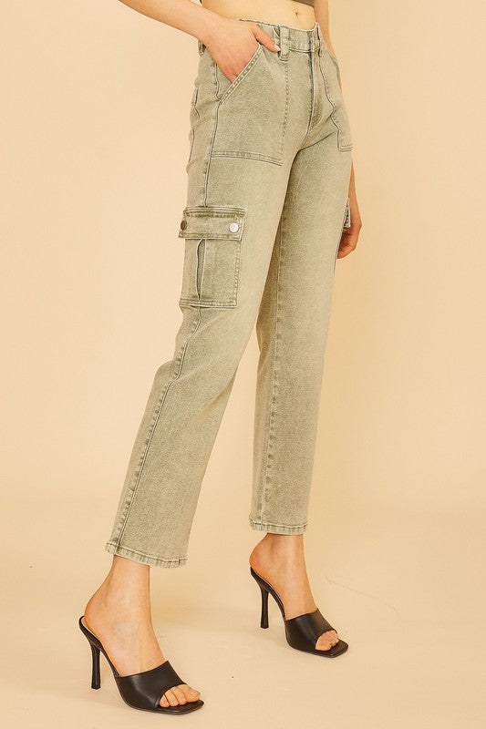 Annie Wear Straight Leg Jeans with Cargo Pockets 19905 | Gulf Resellers 