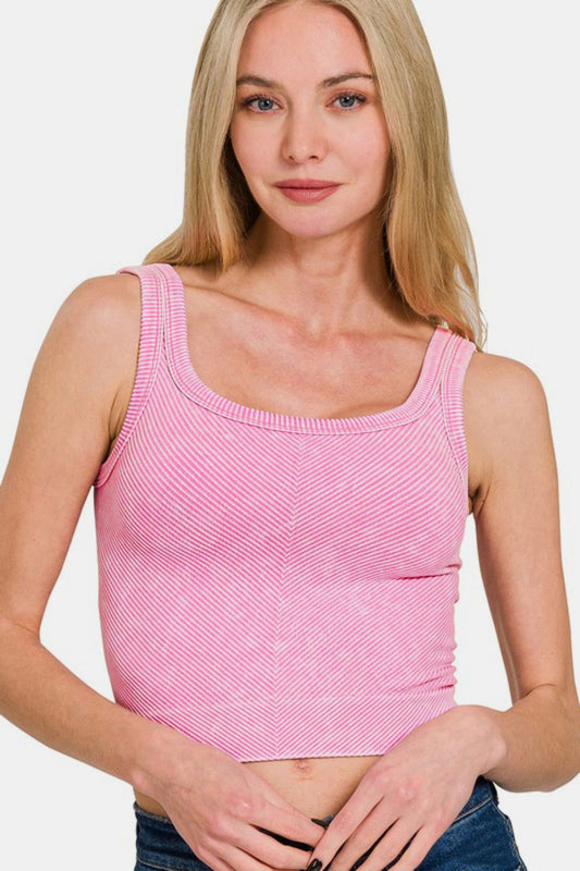 Zenana Washed Ribbed Scoop Neck Wide Strap Tank 21158 | Gulf Resellers 