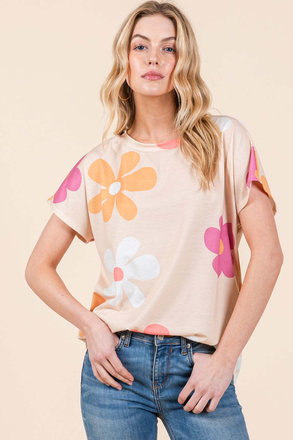 BOMBOM Floral Short Sleeve T-Shirt 5661 | Gulf Resellers 