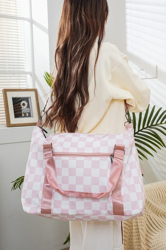 Zenana Checkered Multi-Pocket Travel Bag 22164 | Gulf Resellers 