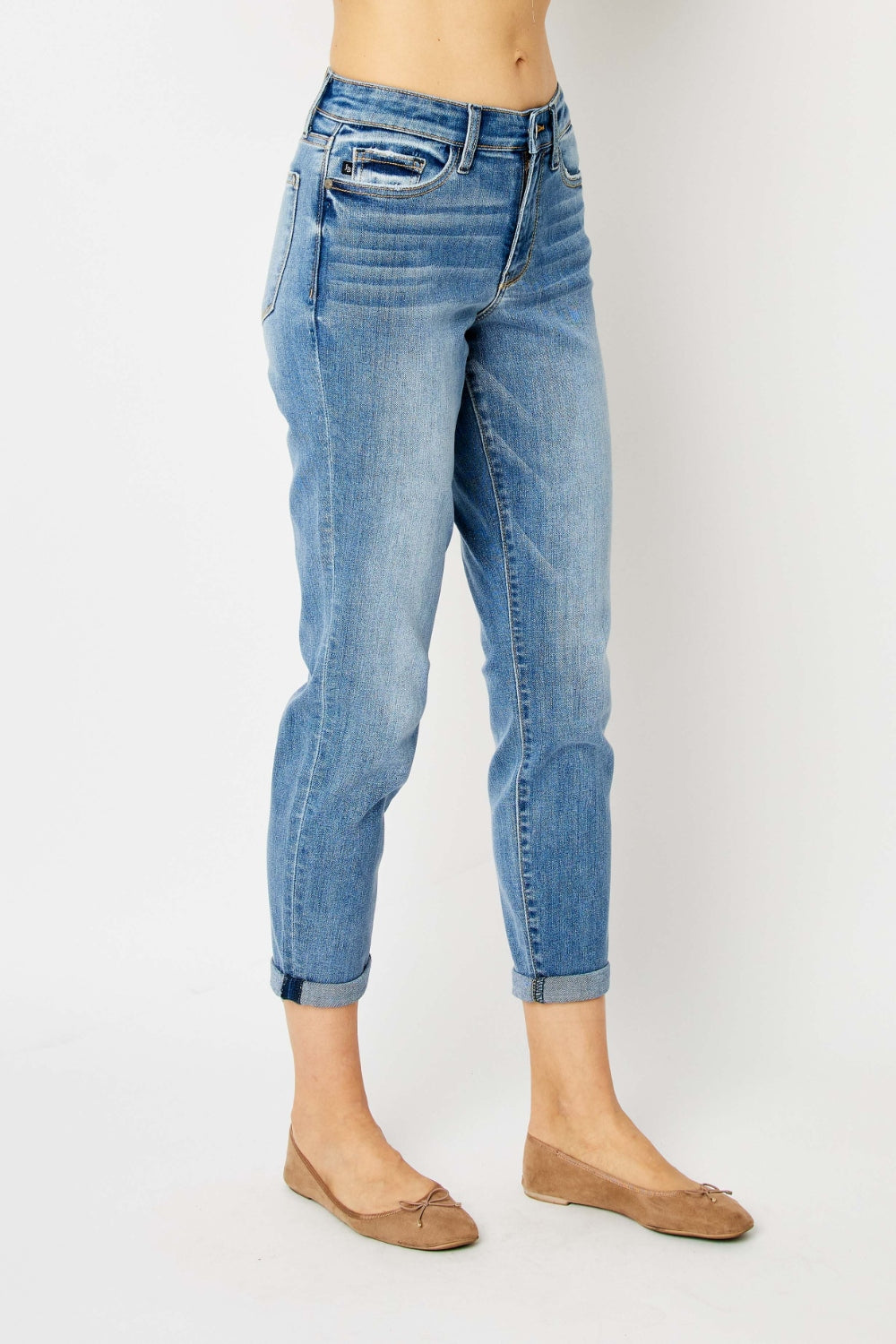 Judy Blue Full Size Cuffed Hem Slim Jeans | Gulf Resellers