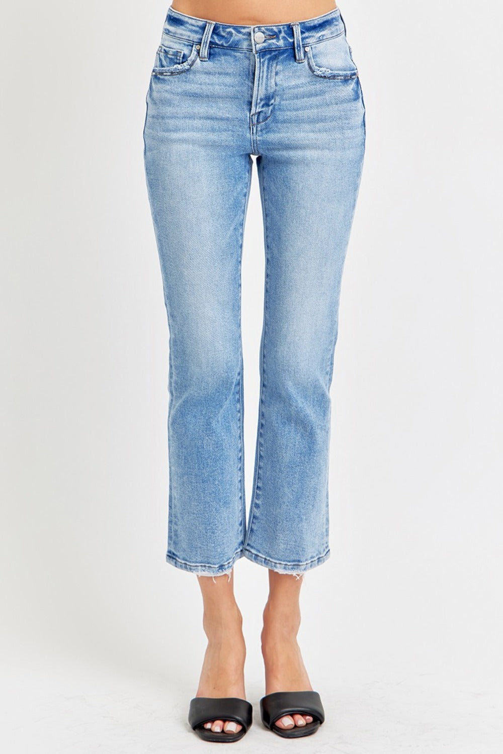 RISEN Full Size Low Rise Crop Slim Straight Jeans 8662 | Gulf Resellers 