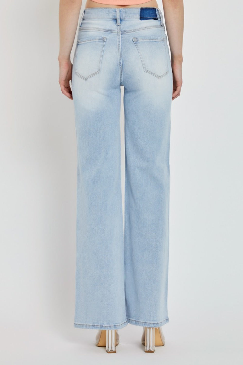 RISEN Full Size Wide Leg V Dipped Front Waist Jeans | Gulf Resellers