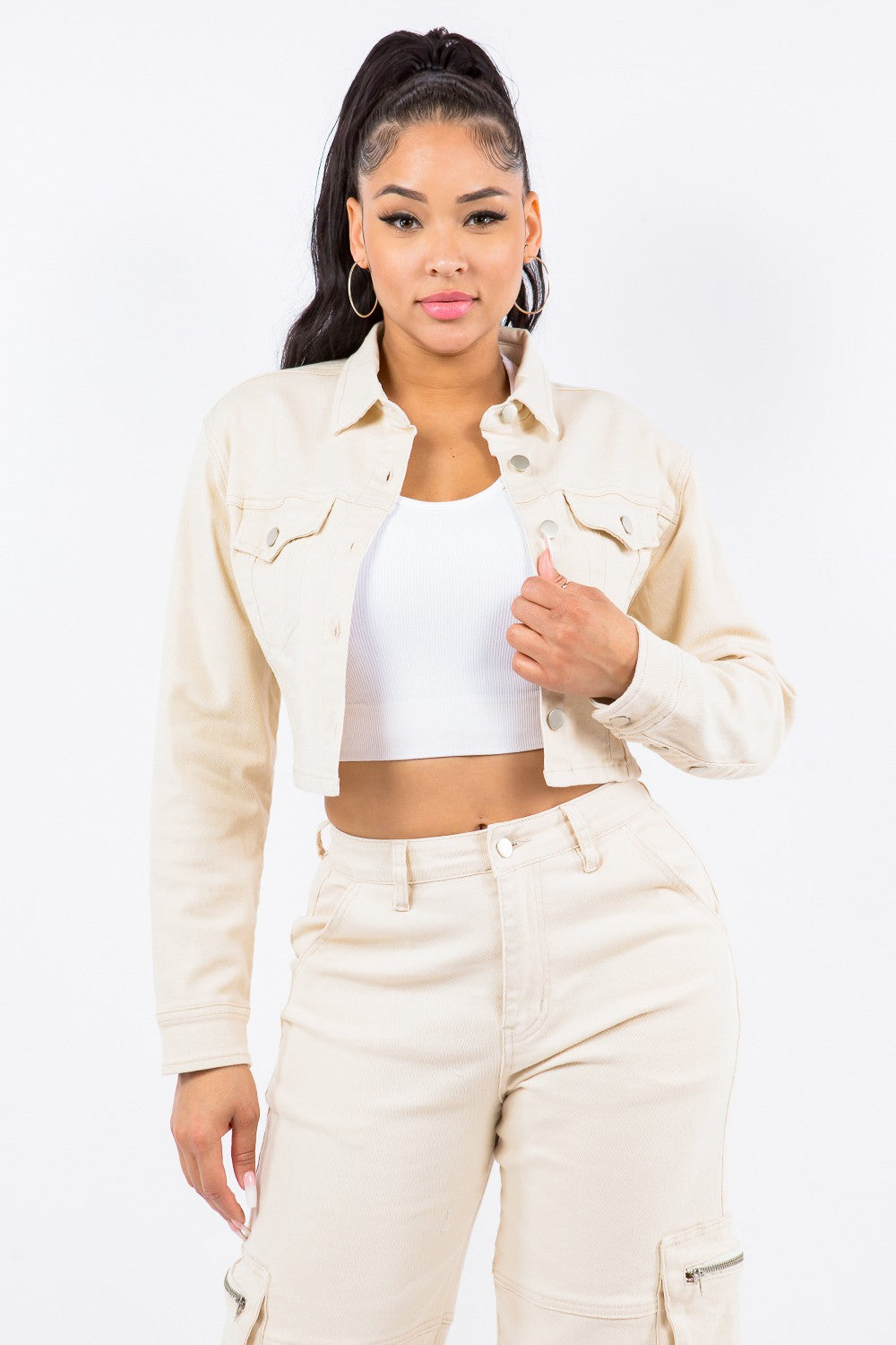 American Bazi Laced Back Cropped Jacket 13300 | Gulf Resellers 