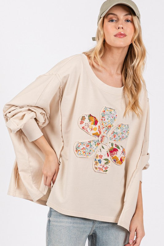 SAGE + FIG Flower Patch Dropped Shoulder Oversize Top 20474 | Gulf Resellers 