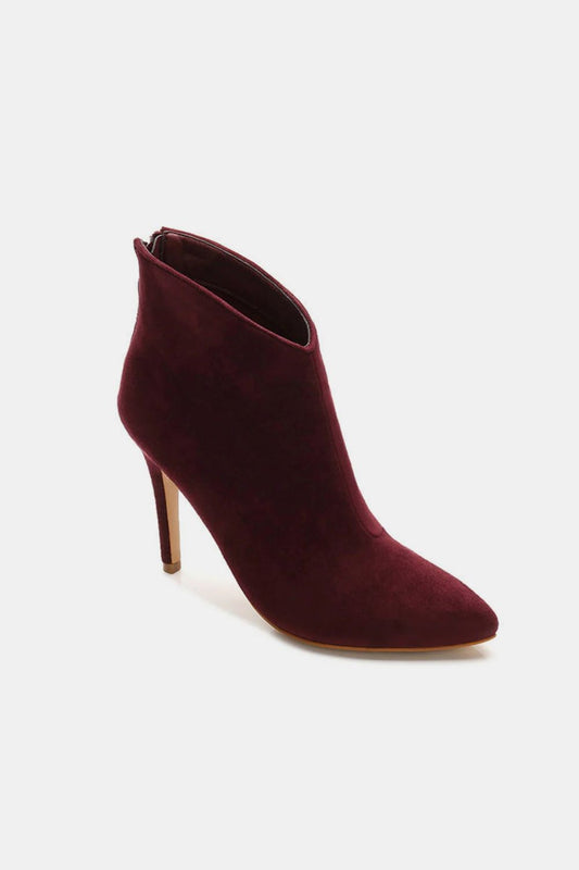 Beast Fashion Suede Stiletto Ankle Booties with Back Zippers 20922 | Gulf Resellers 