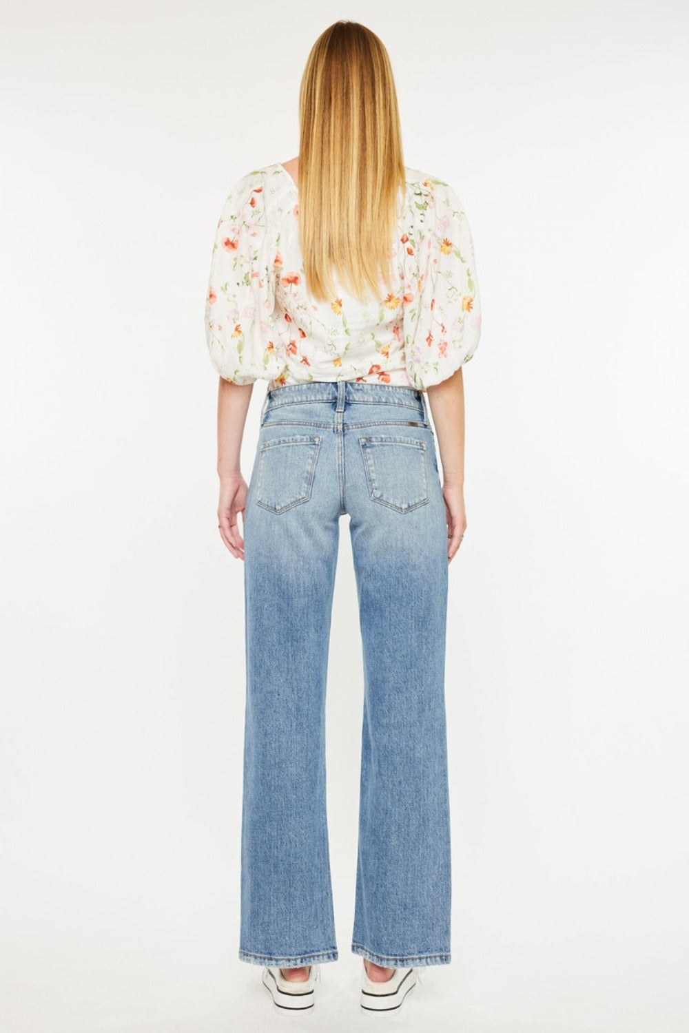 Kancan Mid Rise Frayed Hem Straight Jeans | Gulf Resellers