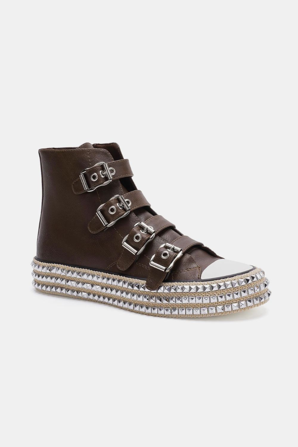 Beast Fashion Multi-Buckle Straps Studded Platform Sneakers 21144 | Gulf Resellers 