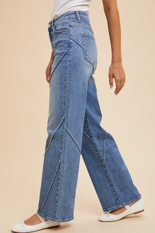 Annie Wear Decorative Seams Wide Leg Jeans 20385 | Gulf Resellers 