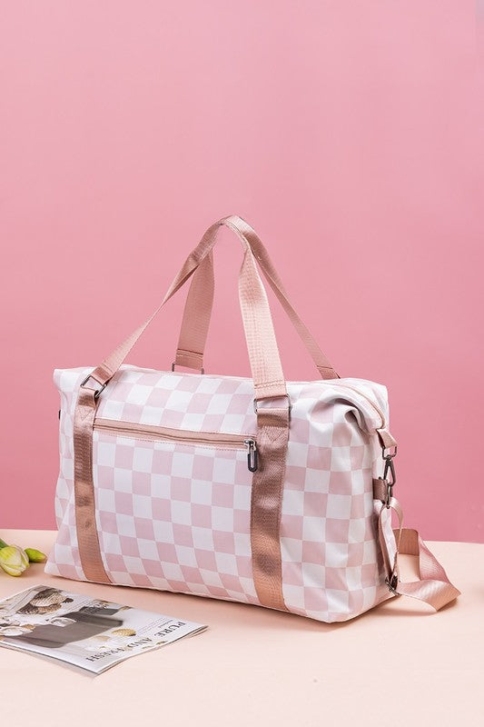 Zenana Checkered Multi-Pocket Travel Bag 22165 | Gulf Resellers 