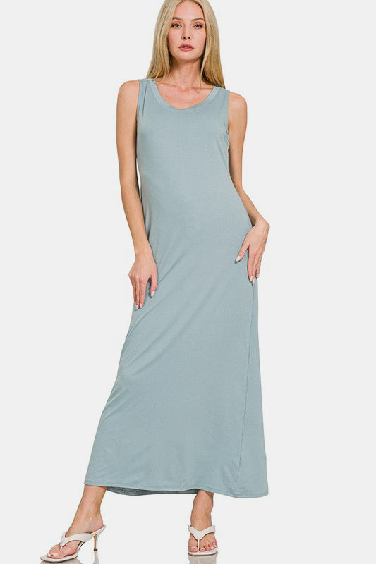 Zenana Scoop Neck Wide Strap Tank Dress 22095 | Gulf Resellers 