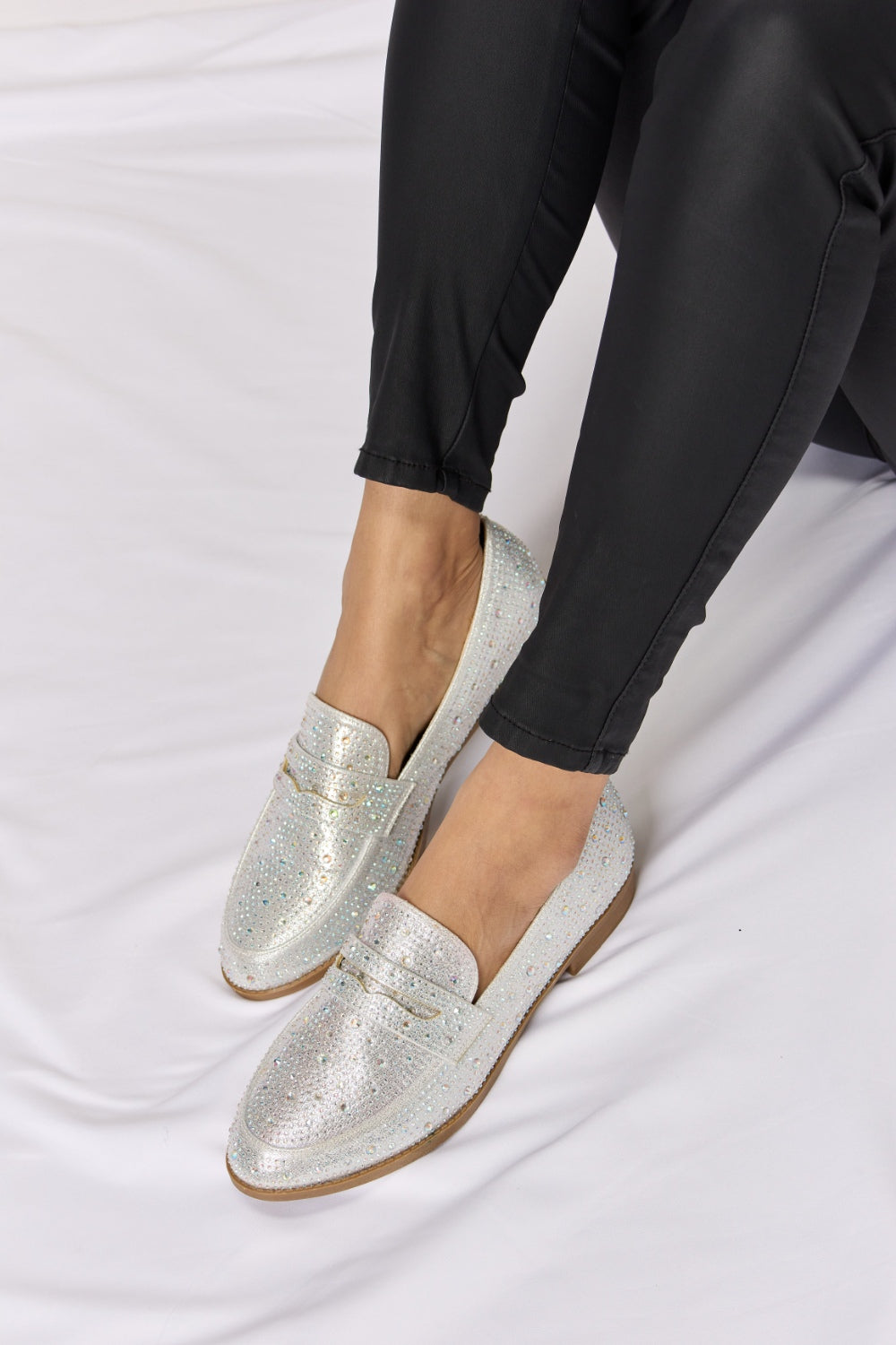 Forever Link Rhinestone Point Toe Loafers | Gulf Resellers