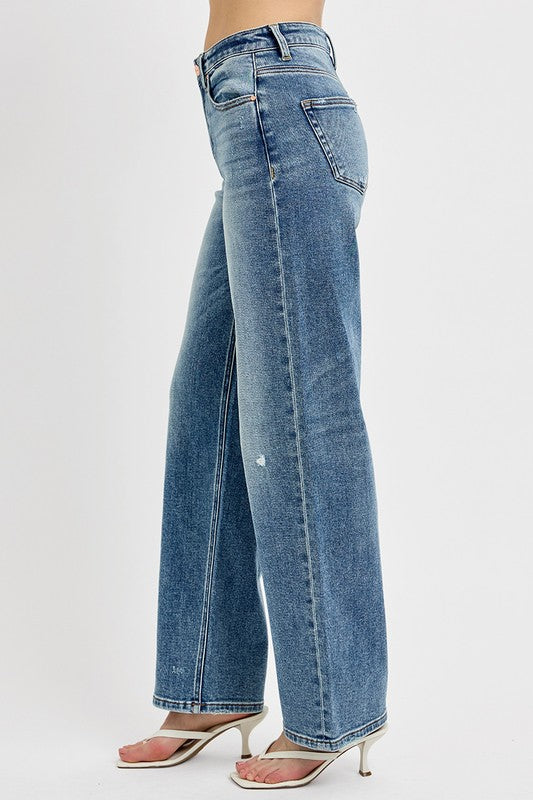 RISEN Full Size Distressed Wide Leg Jeans Plus Size 20395 | Gulf Resellers 