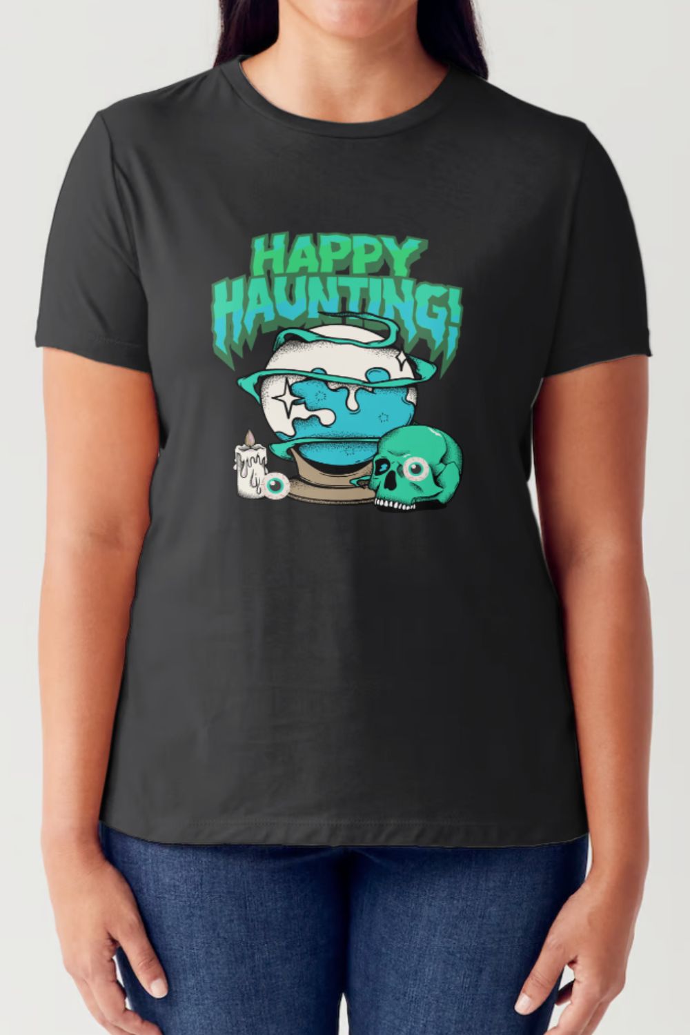 Simply Love Full Size HAPPY HAUNTING Short Sleeve Tubular T-Shirt 18760 | Gulf Resellers 