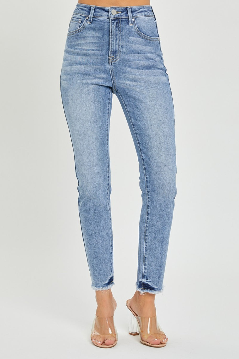 RISEN Full Size High Rise Frayed Hem Skinny Jeans 4852 | Gulf Resellers 