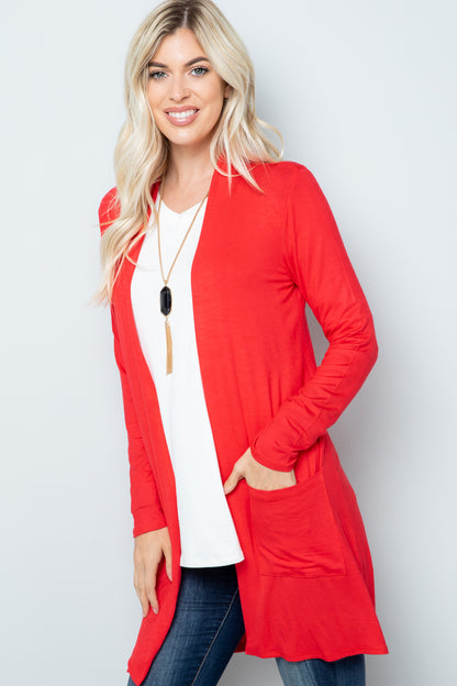 Celeste Full Size Open Front Cardigan with Pockets