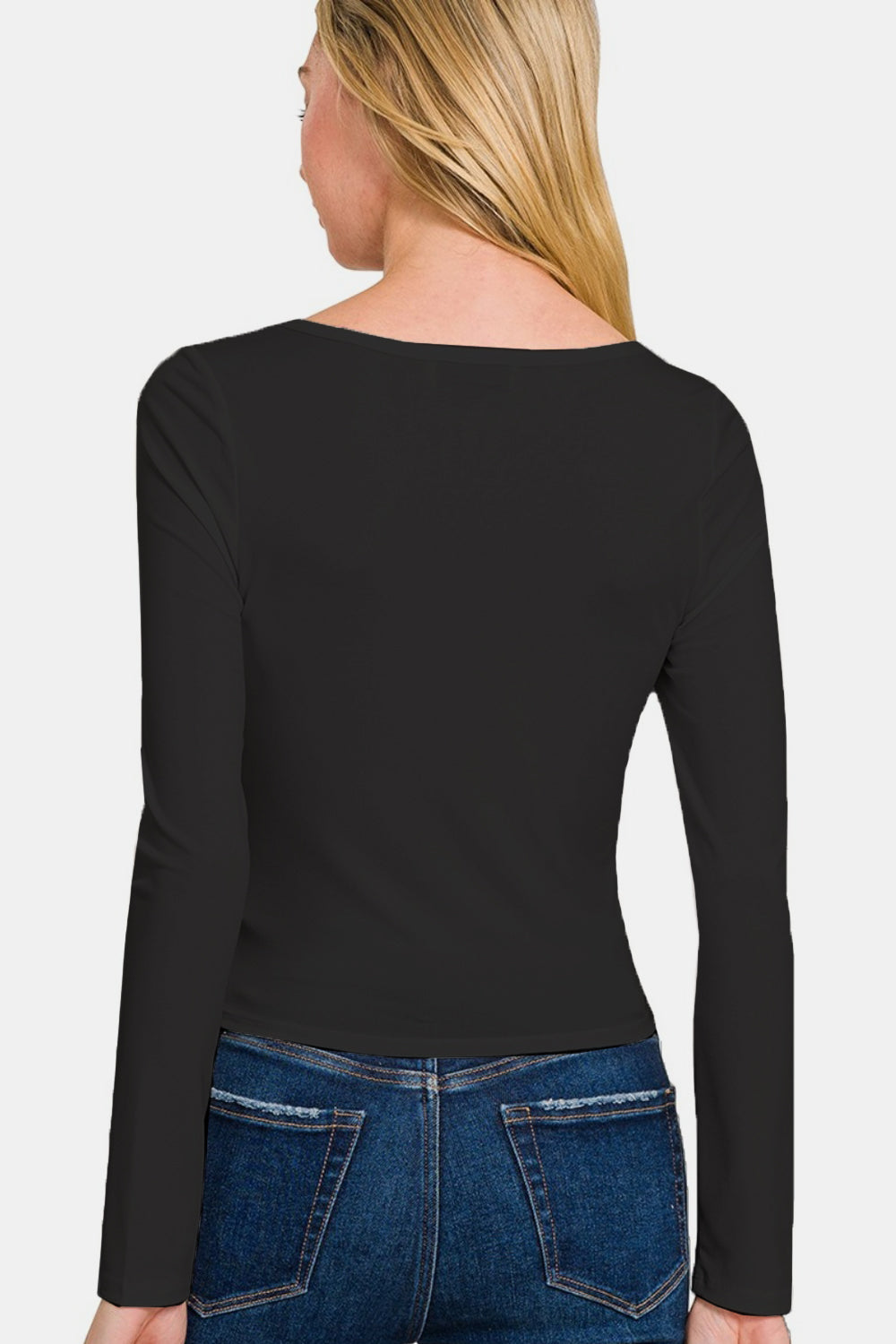 Zenana Square Neck Fitted Long Sleeve T-Shirt 20279 | Gulf Resellers 