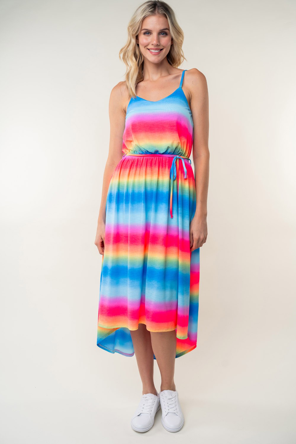 White Birch Full Size Ombre Striped Midi Cami Dress 6045 | Gulf Resellers 