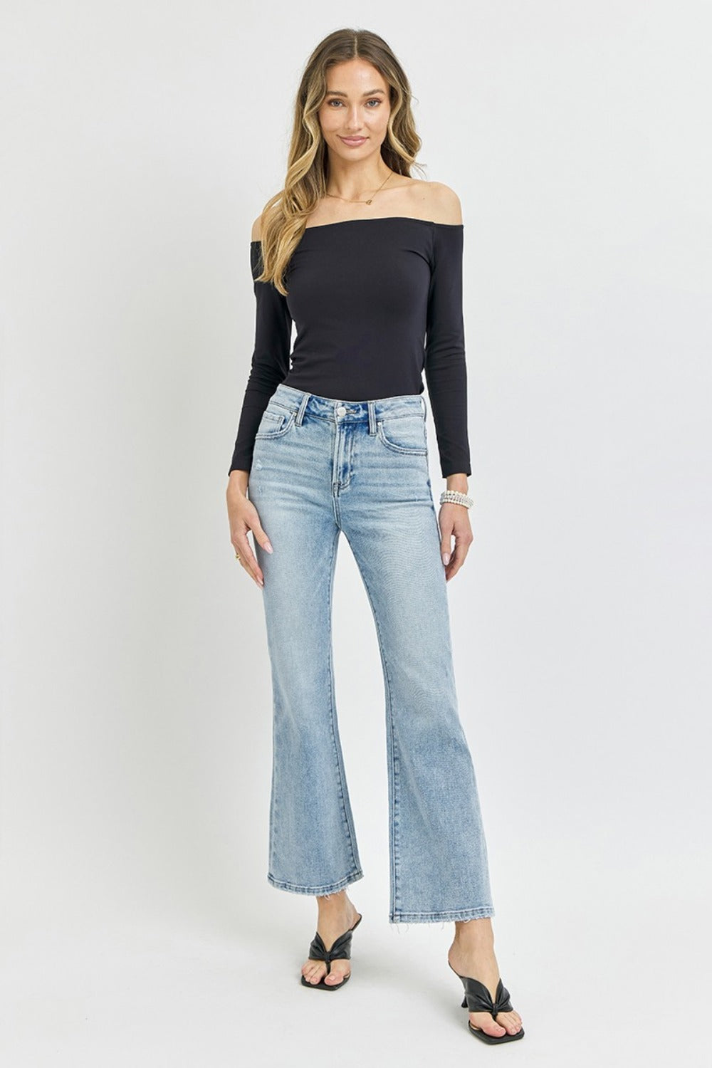 RISEN Full Size High Rise Ankle Flare Jeans 11344 | Gulf Resellers 