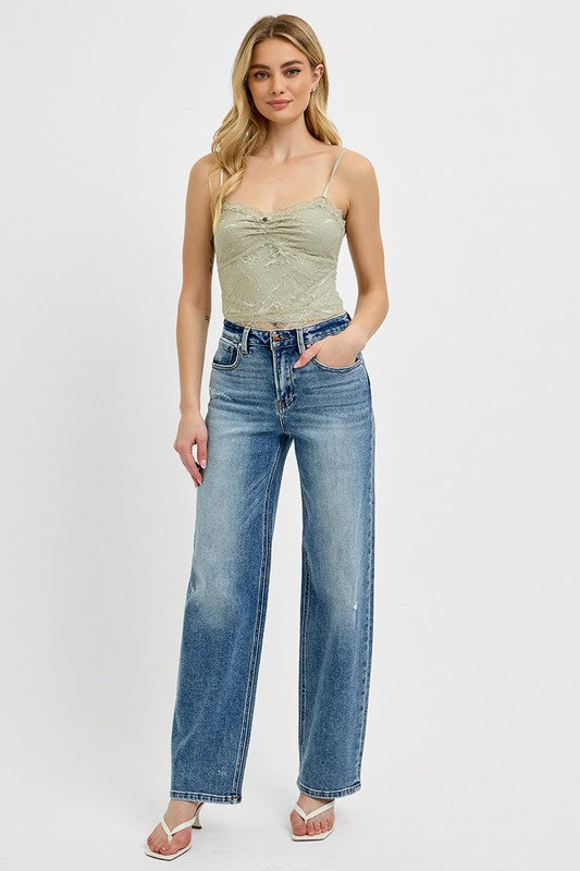 RISEN Full Size Distressed Wide Leg Jeans Plus Size 20398 | Gulf Resellers 