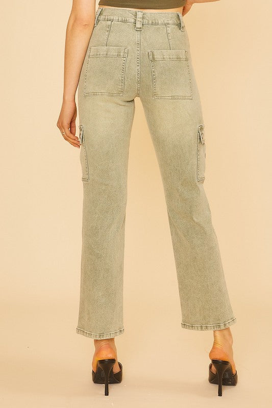 Annie Wear Straight Leg Jeans with Cargo Pockets 19906 | Gulf Resellers 