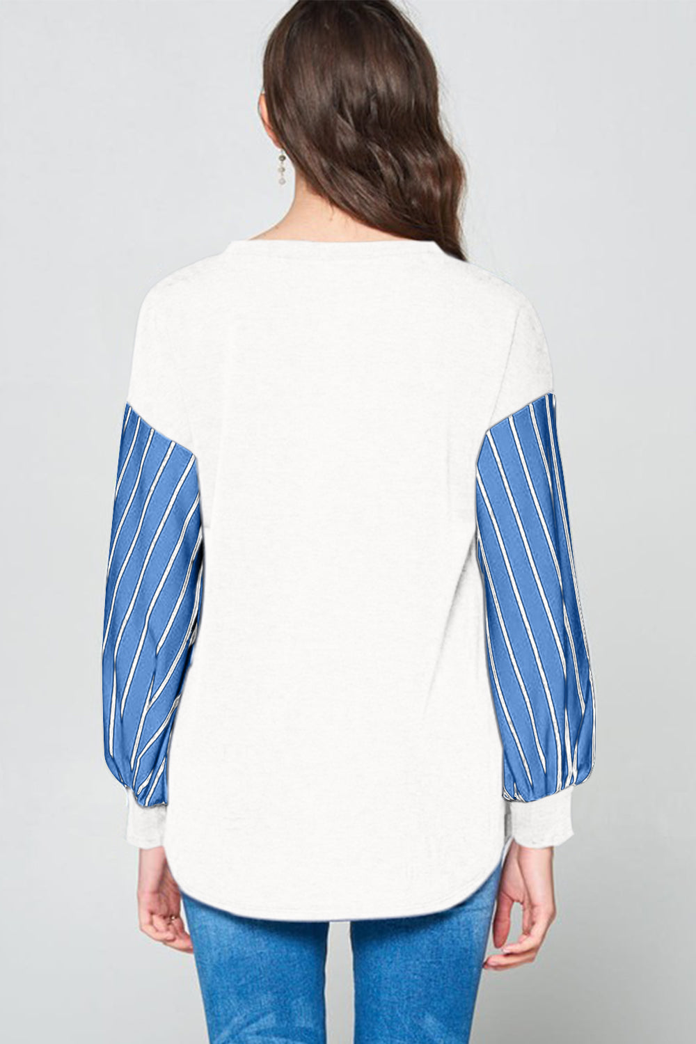 Super Lady Full Size French Terry Striped Long Sleeve Top 20768 | Gulf Resellers 