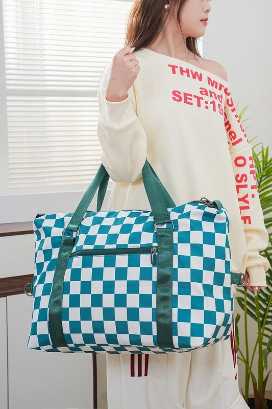 Zenana Checkered Multi-Pocket Travel Bag 22162 | Gulf Resellers 