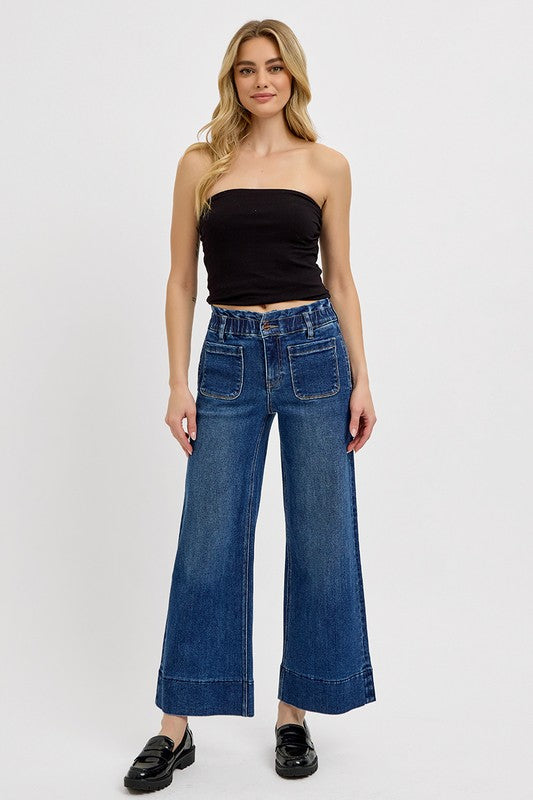 RISEN Elastic Band Wide Leg Jeans 20427 | Gulf Resellers 